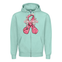 Seafoam survivor breast cancer with boxing gloves Zipper Hoodie - MaliasSmallBusiness