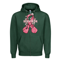 Sports Green survivor breast cancer with boxing gloves Zipper Hoodie - MaliasSmallBusiness