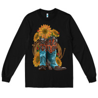 Black western boots with sunflowers Long Sleeve Tee - Artiststas