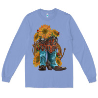 Colony Blue western boots with sunflowers Long Sleeve Tee - Artiststas