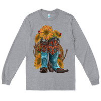 Heather Grey western boots with sunflowers Long Sleeve Tee - Artiststas