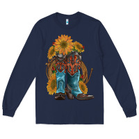 Navy western boots with sunflowers Long Sleeve Tee - Artiststas