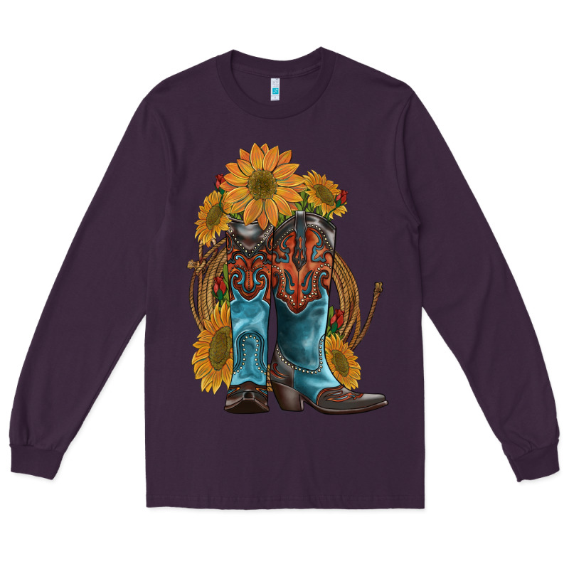 Western Boots With Sunflowers Long Sleeve Tee by Artiststas | Teevron