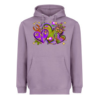 Lavender Mardi Gras Hearts Heavyweight Hoodie - BundleAndBundleShop