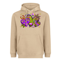 Mushroom Mardi Gras Hearts Heavyweight Hoodie - BundleAndBundleShop
