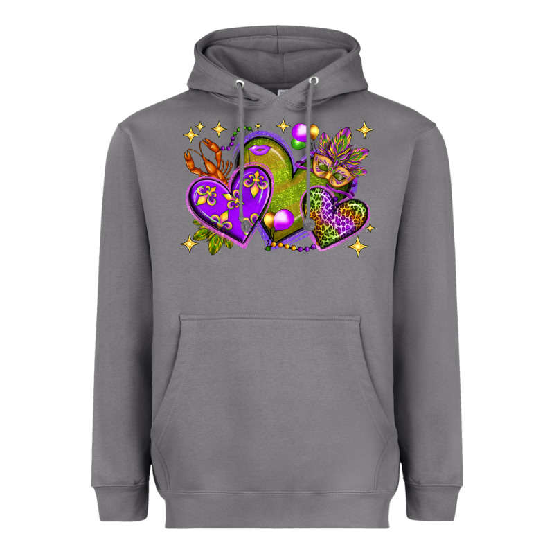 Mardi Gras Hearts Heavyweight Hoodie by BundleAndBundleShop | Teevron