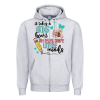 Heather Grey it takes a big hearts to helps shape little minds Zipper Hoodie - MaliasSmallBusiness