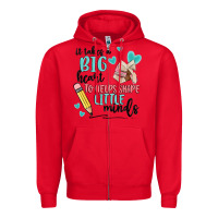 Red it takes a big hearts to helps shape little minds Zipper Hoodie - MaliasSmallBusiness