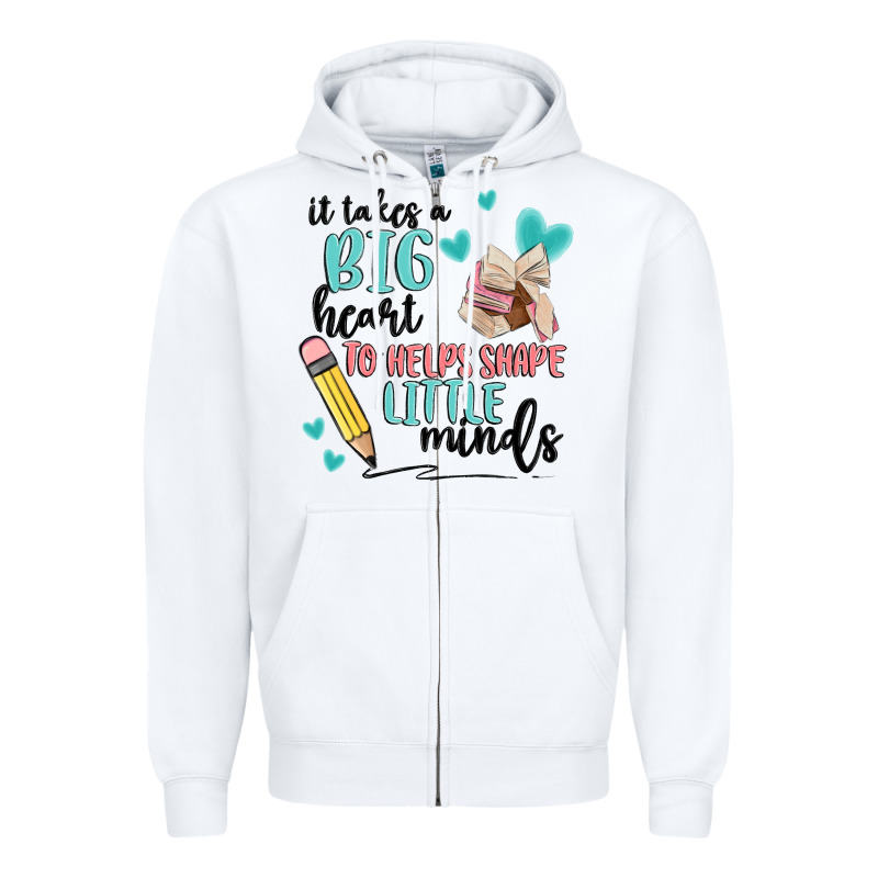 It Takes A Big Hearts To Helps Shape Little Minds Zipper Hoodie by MaliasSmallBusiness | Teevron