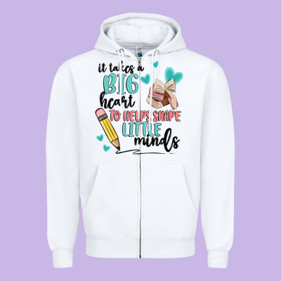 It Takes A Big Hearts To Helps Shape Little Minds Zipper Hoodie Designed By Maliassmallbusiness