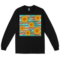 Black sunflower wood serape  leather seamless Long Sleeve Tee - AdoDesignShop