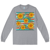 Heather Grey sunflower wood serape  leather seamless Long Sleeve Tee - AdoDesignShop