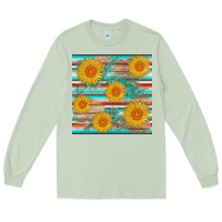 Matcha sunflower wood serape  leather seamless Long Sleeve Tee - AdoDesignShop
