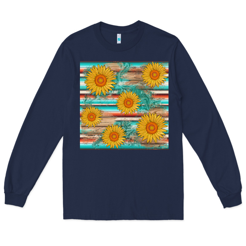 Sunflower Wood Serape  Leather Seamless Long Sleeve Tee by AdoDesignShop | Teevron