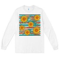 White sunflower wood serape  leather seamless Long Sleeve Tee - AdoDesignShop