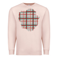 Pale Pink Christmas Tartan Patch Premium Sweatshirt - BundleAndBundleShop