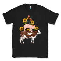 Black western farm life cow pig rooster with sunflowers Classic Tee - Artiststas