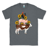 Charcoal Heather western farm life cow pig rooster with sunflowers Classic Tee - Artiststas