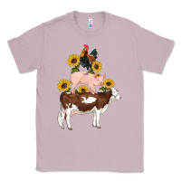 Lilac western farm life cow pig rooster with sunflowers Classic Tee - Artiststas