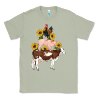 Matcha western farm life cow pig rooster with sunflowers Classic Tee - Artiststas