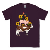 Plum western farm life cow pig rooster with sunflowers Classic Tee - Artiststas