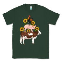 Sports Green western farm life cow pig rooster with sunflowers Classic Tee - Artiststas