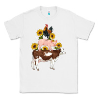 White western farm life cow pig rooster with sunflowers Classic Tee - Artiststas
