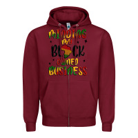 Burgundy minding my black owned business Zipper Hoodie - MaliasSmallBusiness