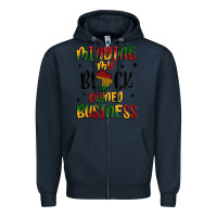 Navy minding my black owned business Zipper Hoodie - MaliasSmallBusiness