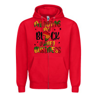 Red minding my black owned business Zipper Hoodie - MaliasSmallBusiness