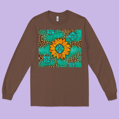 Sunflower Gemstone Leopard Long Sleeve Tee Designed By Artiststas