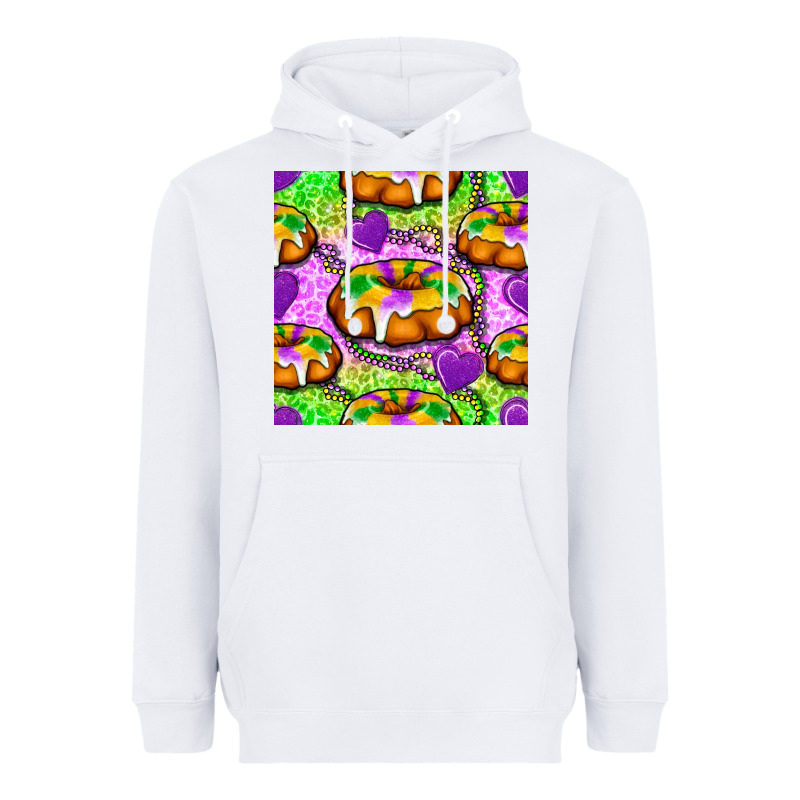 Mardi Gras King Cake Seamless Pattern Heavyweight Hoodie by BundleAndBundleShop | Teevron