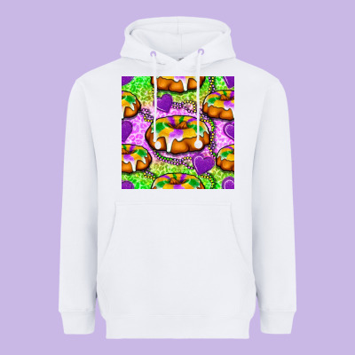 Mardi Gras King Cake Seamless Pattern Heavyweight Hoodie Designed By Bundleandbundleshop