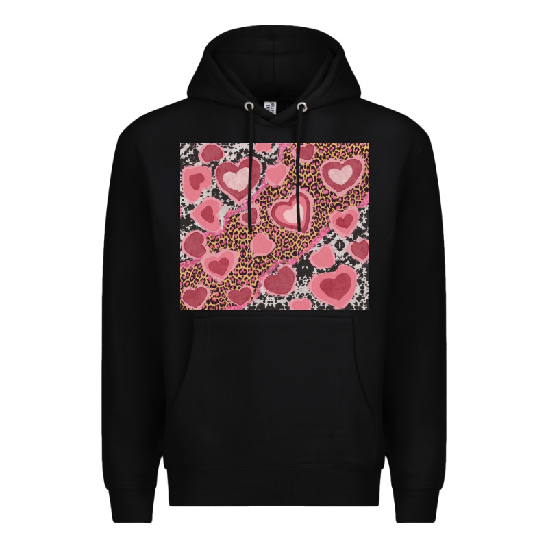 Valentine's Day Hearts With Leopard And Cowhide Premium Hoodie by RanaPortraitStore | Teevron