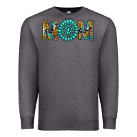 Charcoal Heather Western Mom With Turquoise Gemstone Premium Sweatshirt - BundleAndBundleShop
