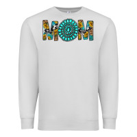 Dove Grey Western Mom With Turquoise Gemstone Premium Sweatshirt - BundleAndBundleShop