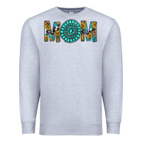 Heather Grey Western Mom With Turquoise Gemstone Premium Sweatshirt - BundleAndBundleShop