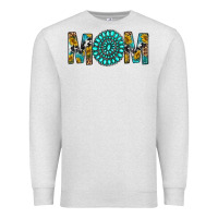 Oatmeal Heather Western Mom With Turquoise Gemstone Premium Sweatshirt - BundleAndBundleShop