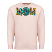 Pale Pink Western Mom With Turquoise Gemstone Premium Sweatshirt - BundleAndBundleShop