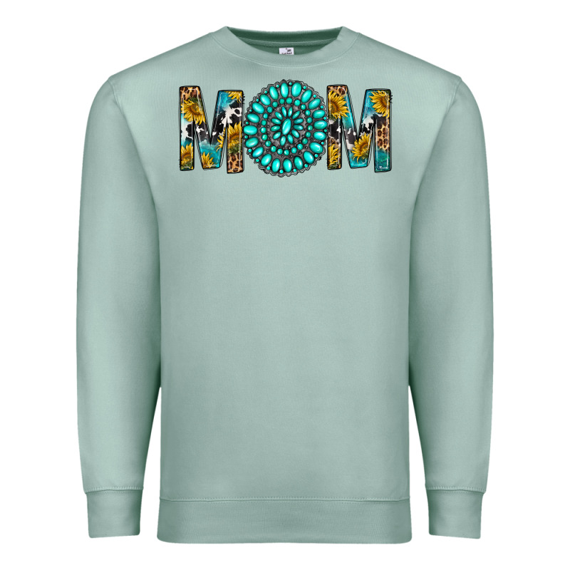 Western Mom With Turquoise Gemstone Premium Sweatshirt by BundleAndBundleShop | Teevron