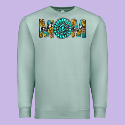 Western Mom With Turquoise Gemstone Premium Sweatshirt Designed By Bundleandbundleshop