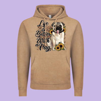 Life Is Better With A Pug Vintage Hoodie Designed By Jahusdesignshop