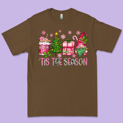 Pink Christmas 'tis The Season Gnome Premium Tee Designed By Zillion Design Studio