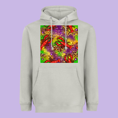 Mardi Gras Lobster Seamless Pattern Heavyweight Hoodie Designed By Bundleandbundleshop