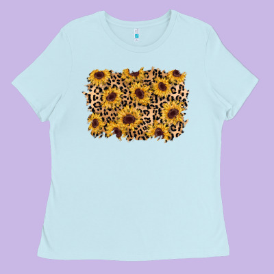 Sunflower Leopard Background Ladies Tee Designed By Adodesignshop