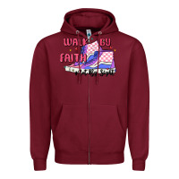 Burgundy walk by faith Zipper Hoodie - MaliasSmallBusiness
