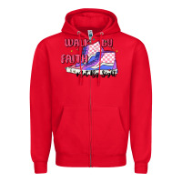 Red walk by faith Zipper Hoodie - MaliasSmallBusiness
