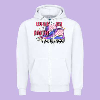 Walk By Faith Zipper Hoodie Designed By Maliassmallbusiness