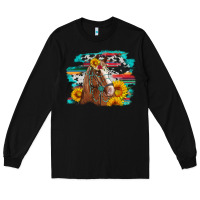 Black horse with sunflowers Long Sleeve Tee - Artiststas