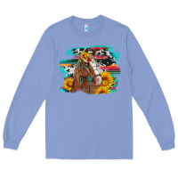 Colony Blue horse with sunflowers Long Sleeve Tee - Artiststas